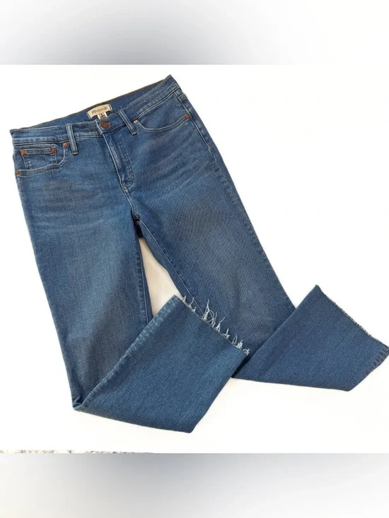 Madewell Jeans Womens 29 Mid Rise Kick Out Crop Stretch Raw Hem - Picture 5 of 12